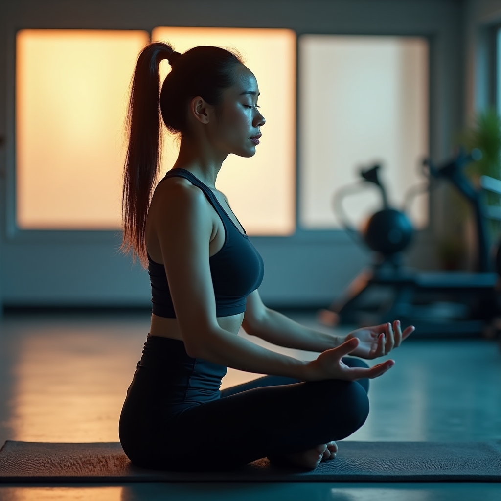 Athlete focusing on breath awareness during training session
